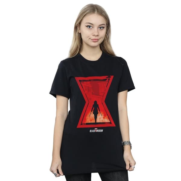 Marvel Womens/Ladies Black Widow Movie Icon Silhouette Cotton Boyfriend T-Shirt