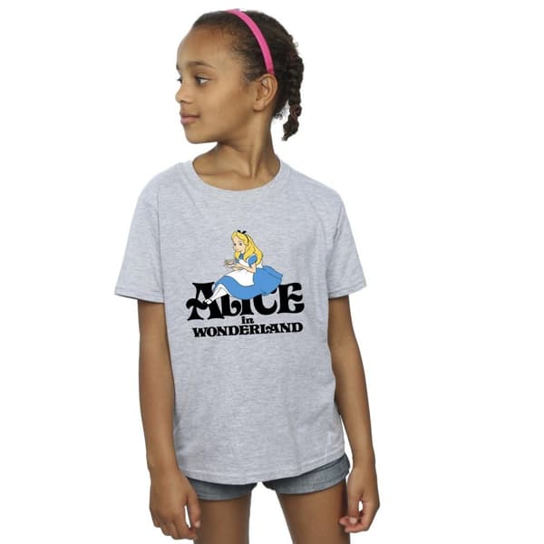 Disney T-shirt i klassisk bomull för flickor med Alice i underlandet som tedrickare