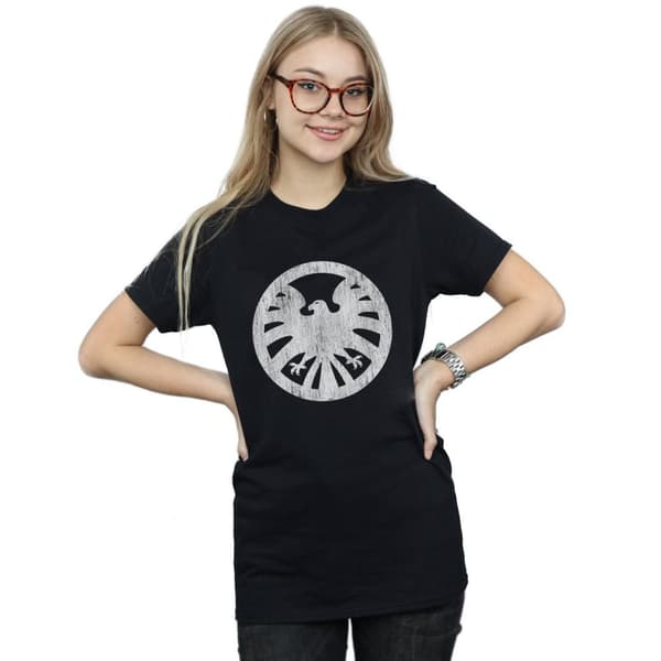 Marvel Womens/Ladies Agents Of SHIELD Distressed Logo Cotton Boyfriend T-Shirt