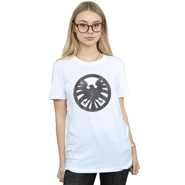 Marvel Womens/Ladies Agents Of SHIELD Distressed Logo Cotton Boyfriend T-Shirt