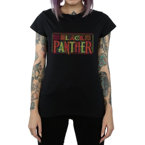 Marvel Womens/Ladies Black Panther Tribal Logo Cotton T-Shirt