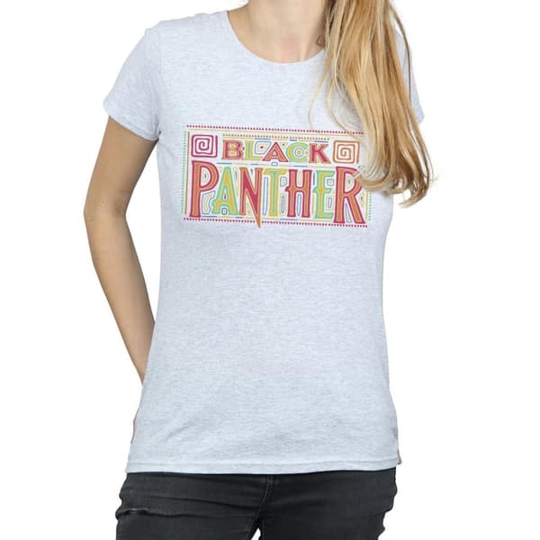 Marvel Womens/Ladies Black Panther Tribal Logo Cotton T-Shirt