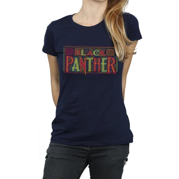 Marvel Womens/Ladies Black Panther Tribal Logo Cotton T-Shirt