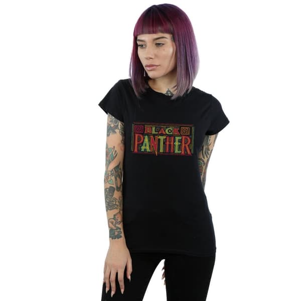 Marvel Womens/Ladies Black Panther Tribal Logo Cotton T-Shirt