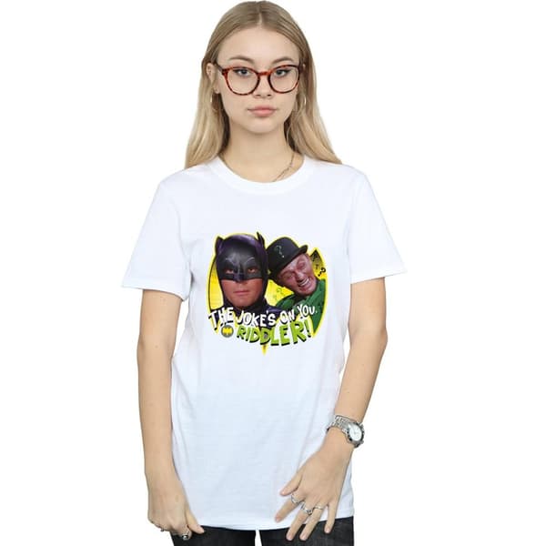 DC Comics Womens/Ladies Batman TV Series The Riddler Joke Cotton Boyfriend T-Shirt