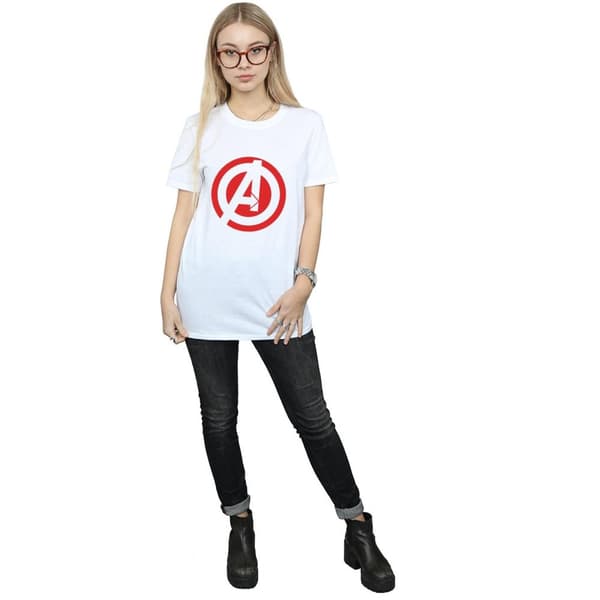 Marvel Womens/Ladies Avengers Assemble Solid A Logo Cotton Boyfriend T-Shirt