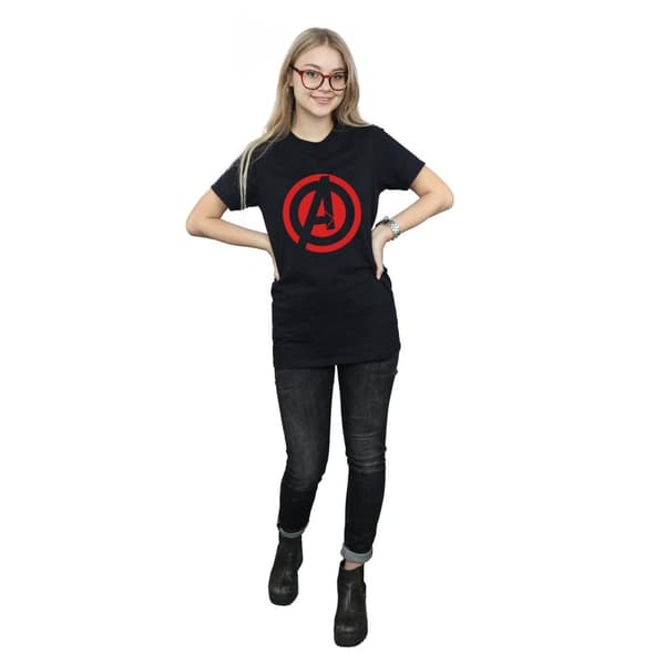 Marvel Womens/Ladies Avengers Assemble Solid A Logo Cotton Boyfriend T-Shirt
