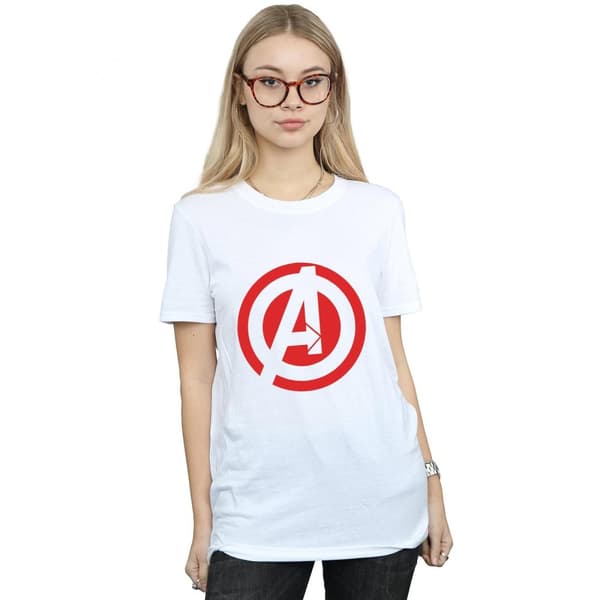 Marvel Womens/Ladies Avengers Assemble Solid A Logo Cotton Boyfriend T-Shirt