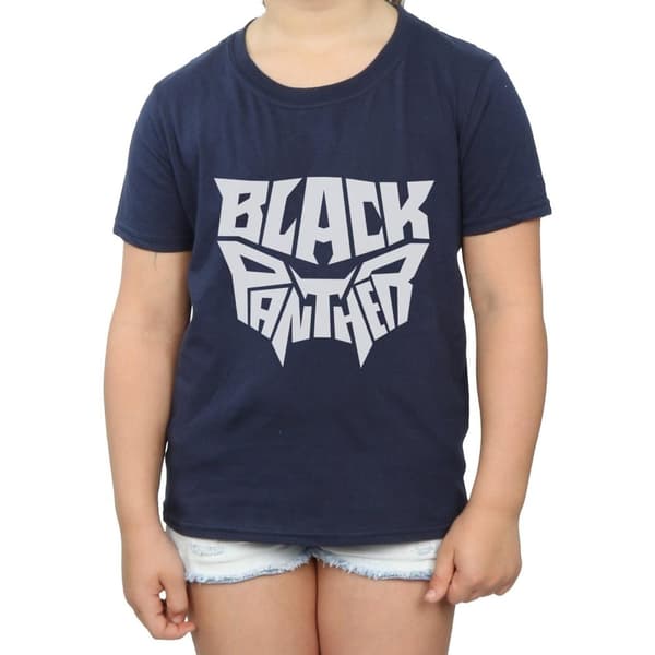 Marvel Black Panther - T-shirt i bomull med ord och emblem för flickor