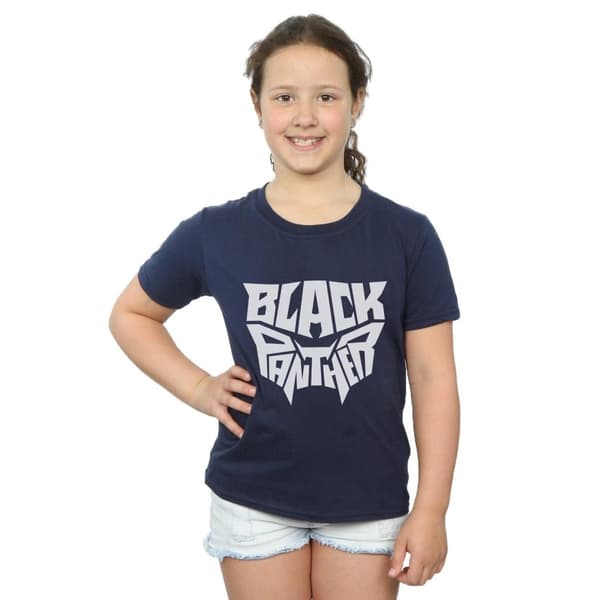 Marvel Black Panther - T-shirt i bomull med ord och emblem för flickor