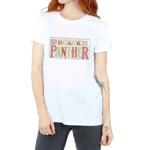 Marvel Womens/Ladies Black Panther Tribal Logo Cotton Boyfriend T-Shirt