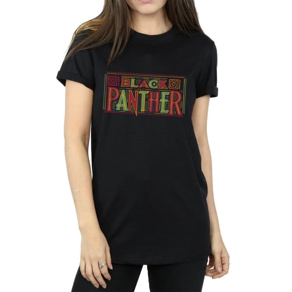 Marvel Womens/Ladies Black Panther Tribal Logo Cotton Boyfriend T-Shirt