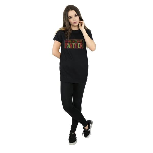 Marvel Womens/Ladies Black Panther Tribal Logo Cotton Boyfriend T-Shirt
