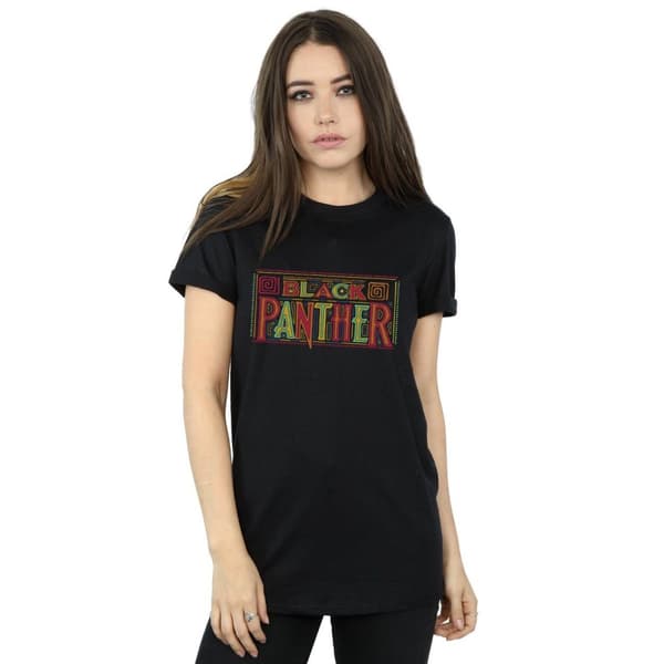 Marvel Womens/Ladies Black Panther Tribal Logo Cotton Boyfriend T-Shirt