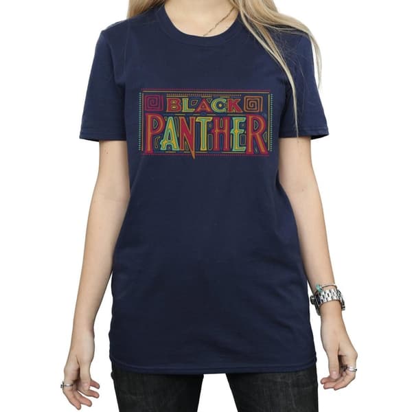 Marvel Womens/Ladies Black Panther Tribal Logo Cotton Boyfriend T-Shirt