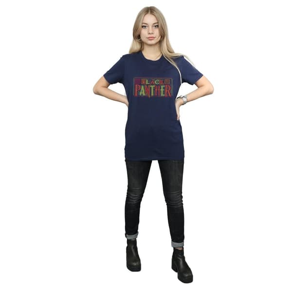 Marvel Womens/Ladies Black Panther Tribal Logo Cotton Boyfriend T-Shirt