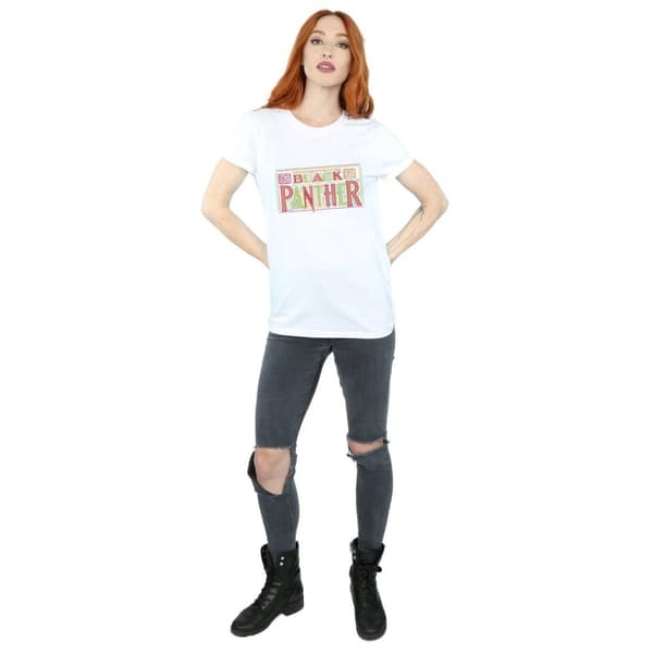 Marvel Womens/Ladies Black Panther Tribal Logo Cotton Boyfriend T-Shirt