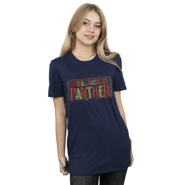 Marvel Womens/Ladies Black Panther Tribal Logo Cotton Boyfriend T-Shirt