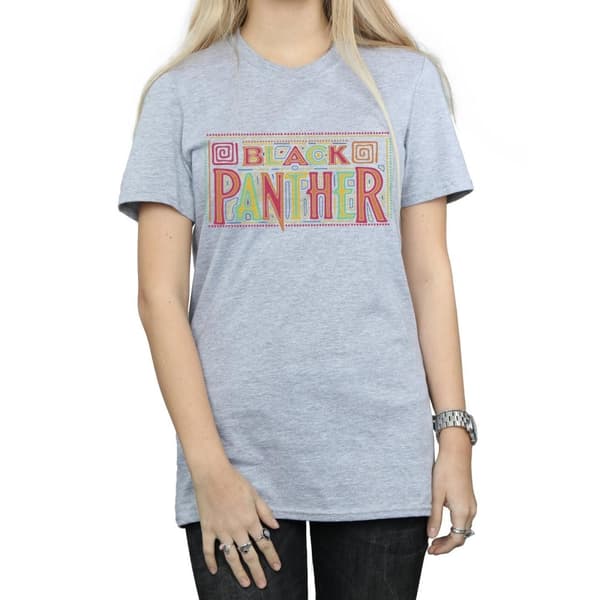 Marvel Womens/Ladies Black Panther Tribal Logo Cotton Boyfriend T-Shirt