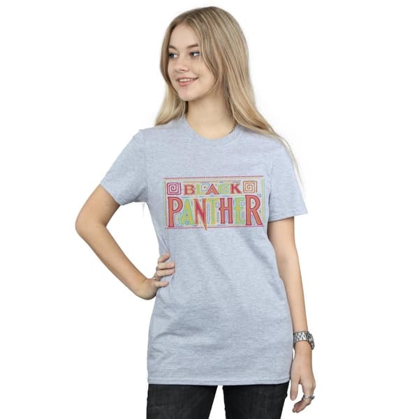 Marvel Womens/Ladies Black Panther Tribal Logo Cotton Boyfriend T-Shirt