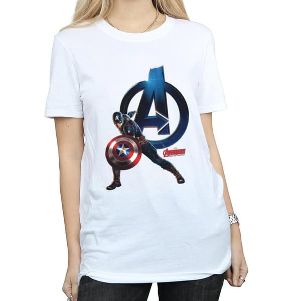 Marvel Womens/Ladies Captain America Pose Cotton Boyfriend T-Shirt