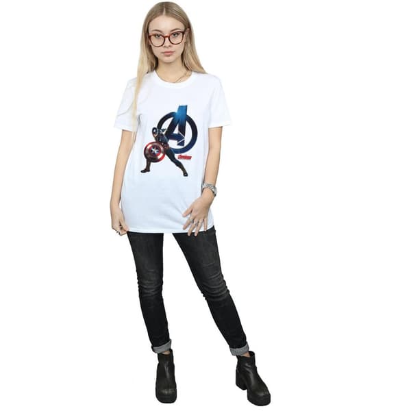 Marvel Womens/Ladies Captain America Pose Cotton Boyfriend T-Shirt