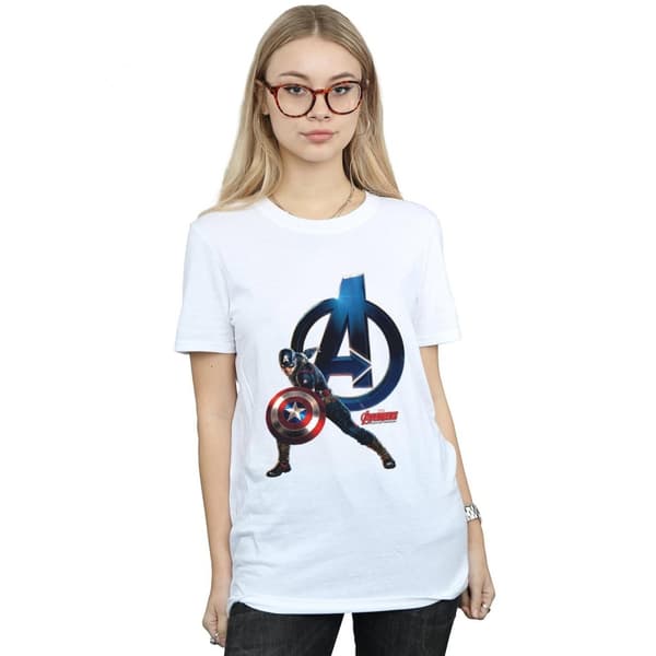 Marvel Womens/Ladies Captain America Pose Cotton Boyfriend T-Shirt