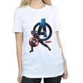 Miniatyrbillede 3 af 5: Marvel Womens/Ladies Captain America Pose Cotton Boyfriend T-Shirt