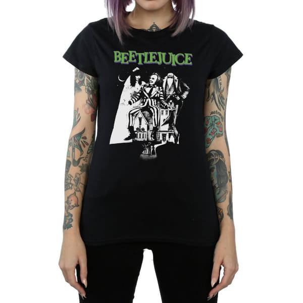 Beetlejuice Womens/Ladies Mono Poster Cotton T-Shirt