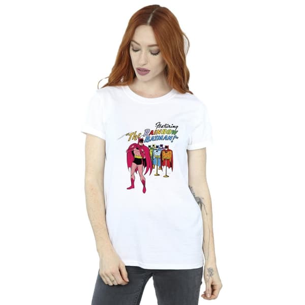DC Comics Womens/Ladies Batman Comic Cover Rainbow Batman Cotton Boyfriend T-Shirt