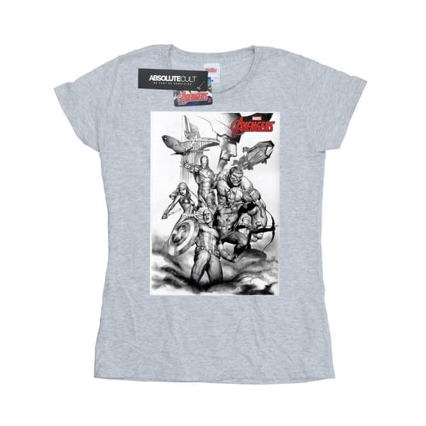 Marvel Womens/Ladies Avengers Assemble Team Sketch Cotton T-Shirt Sports Grey S