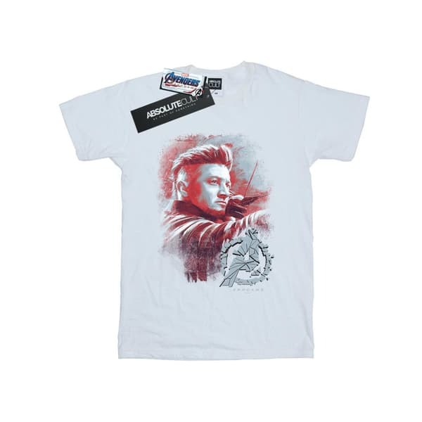 Marvel Womens/Ladies Avengers Endgame Hawkeye Brushed Cotton Boyfriend T-Shirt White S