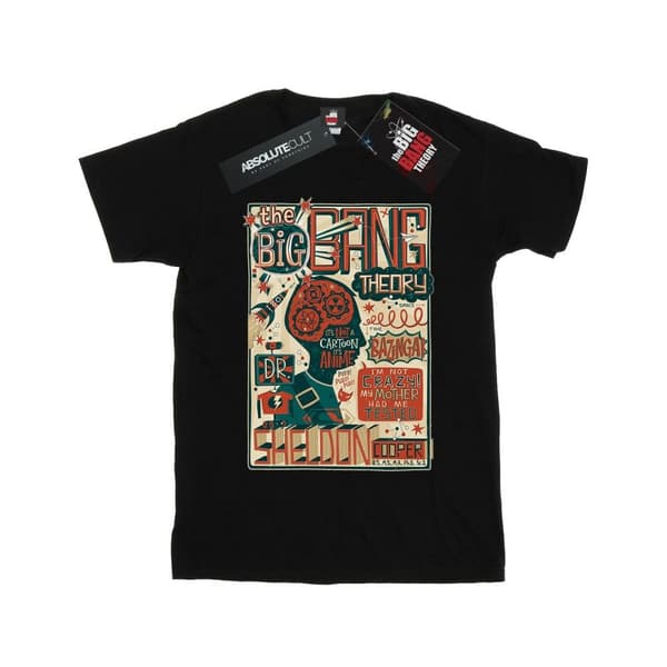 Big Bang Theory Womens/Ladies Infographic Poster Cotton Boyfriend T-Shirt Black M