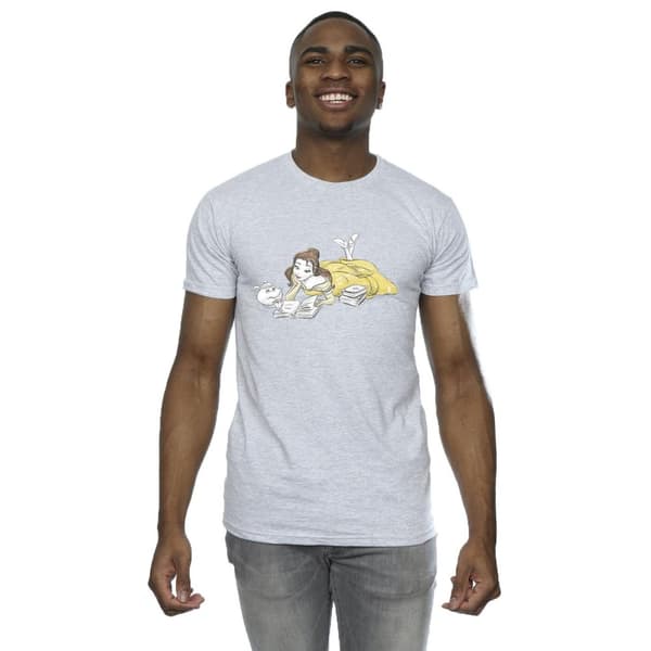 Disney Mens Beauty And The Beast Belle Reading T-Shirt