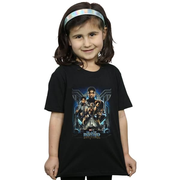 Marvel T-shirt i bomull med filmaffisch från Black Panther för flickor