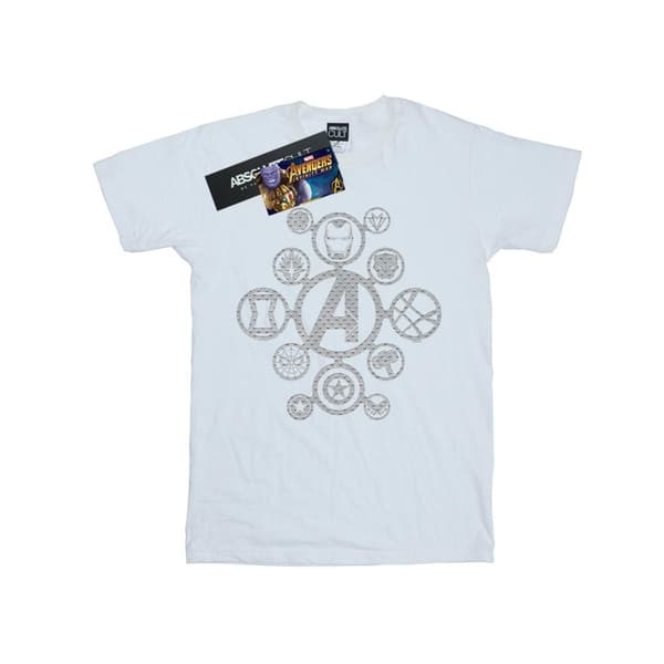 Marvel Mens Avengers Infinity War - T-shirt med metallikoner White XXL