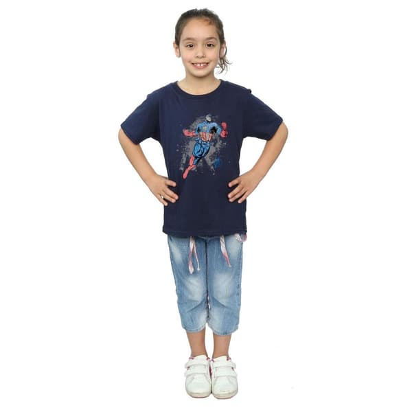 Marvel Avengers Captain America Splash bomulls t-shirt för flickor