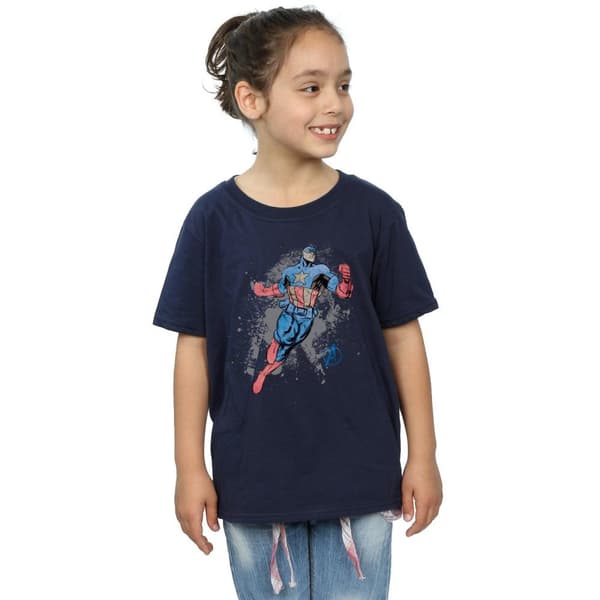 Marvel Avengers Captain America Splash bomulls t-shirt för flickor