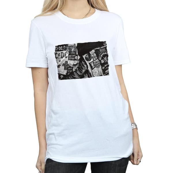 AC/DC Womens/Ladies Badges And Posters Collection Cotton Boyfriend T-Shirt