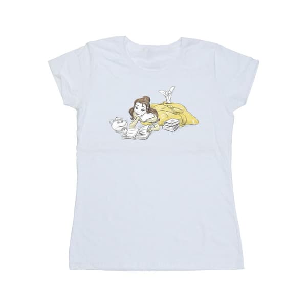 Disney Womens/Ladies Beauty And The Beast Belle Reading Cotton T-Shirt