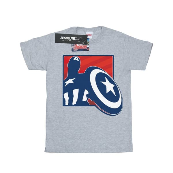 Marvel Mens Avengers Captain America Outline T-Shirt Heather Grey XL