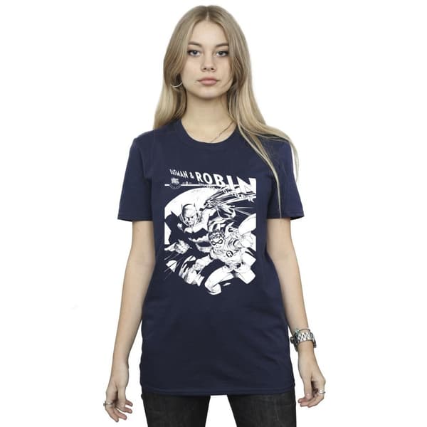 DC Comics Womens/Ladies Batman And Boy Wonder Cotton Boyfriend T-Shirt