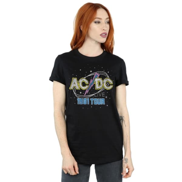 AC/DC Dam/Tjej 1981 Live Tour Bomull Boyfriend T-shirt