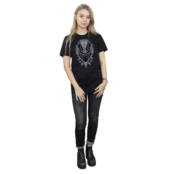 Marvel Womens/Ladies Black Panther Head Cotton Boyfriend T-Shirt