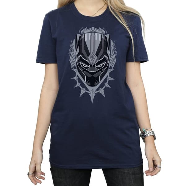 Marvel Womens/Ladies Black Panther Head Cotton Boyfriend T-Shirt