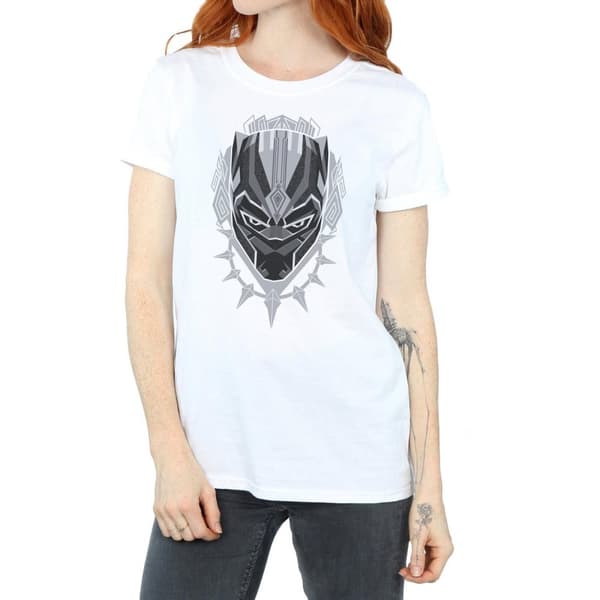 Marvel Womens/Ladies Black Panther Head Cotton Boyfriend T-Shirt