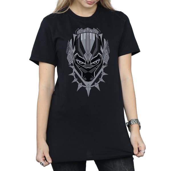 Marvel Womens/Ladies Black Panther Head Cotton Boyfriend T-Shirt