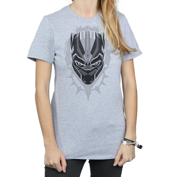 Marvel Womens/Ladies Black Panther Head Cotton Boyfriend T-Shirt