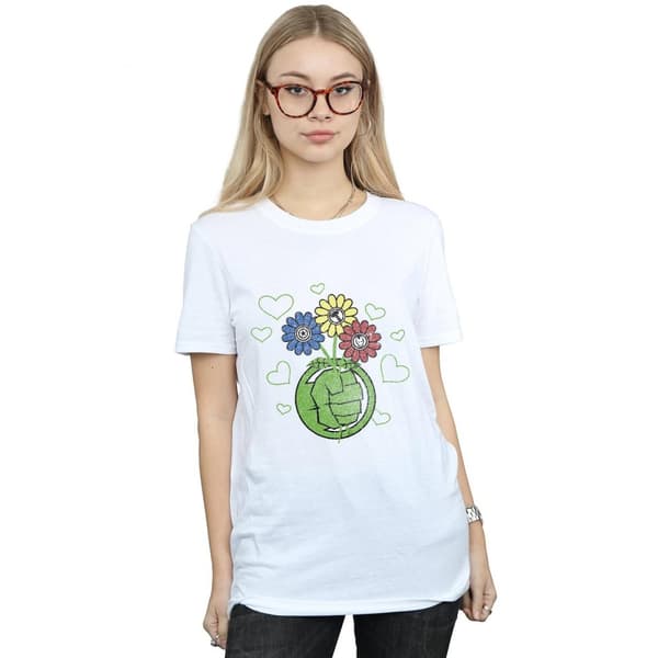 Marvel Dam/Hulk Flower Fist - Boyfriend-t-shirt i bomull för damer