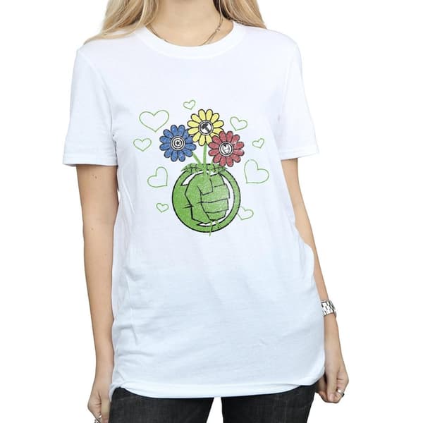 Marvel Dam/Hulk Flower Fist - Boyfriend-t-shirt i bomull för damer